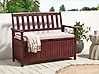 Gartenbank mit Auflage SOVANA 120 cm mit Stauraum Akazienholz Hellgrau