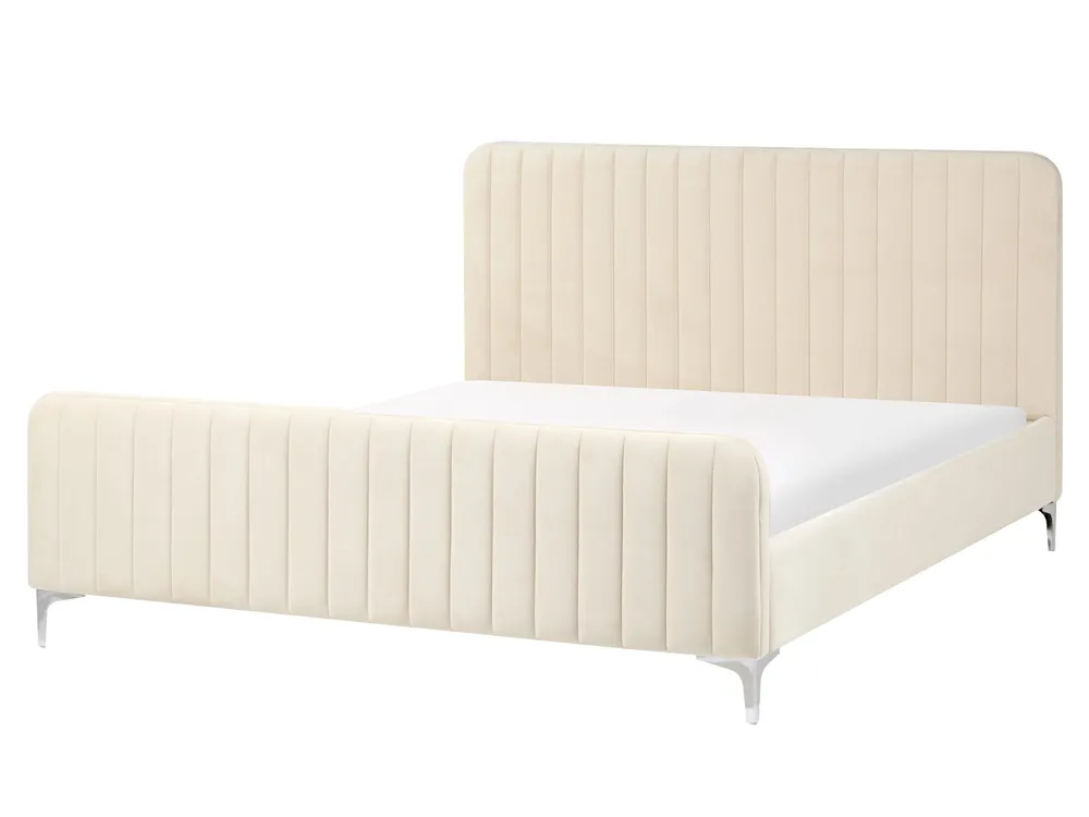 Bett mit Lattenrost Samtstoff LUNAN 160 x 200 cm Hellbeige