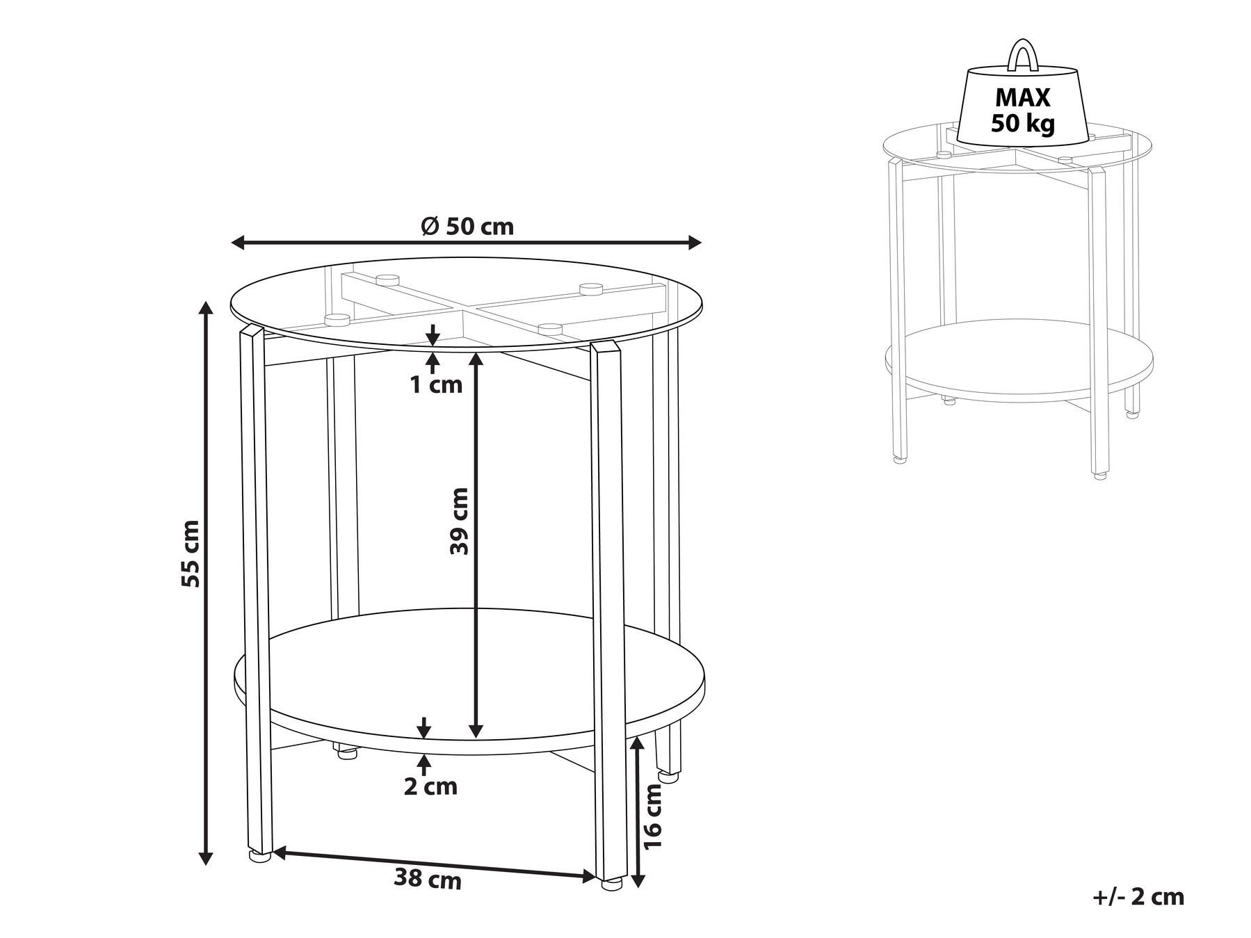 Side Table LOVELL Tempered Glass Gold_937297