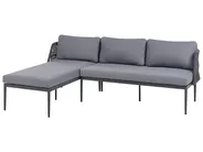 Garden Corner Sofa with Table 3 Seater LEFFE Metal Grey Right Hand_1045356