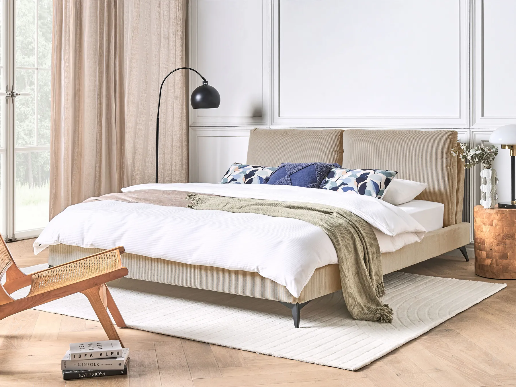 Bett mit Lattenrost Cord MELLE 180 x 200 cm Taupe_882260