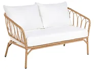 Garden Sofa 2 Seater FOLLO with Bench PE Rattan Light Brown_1079291