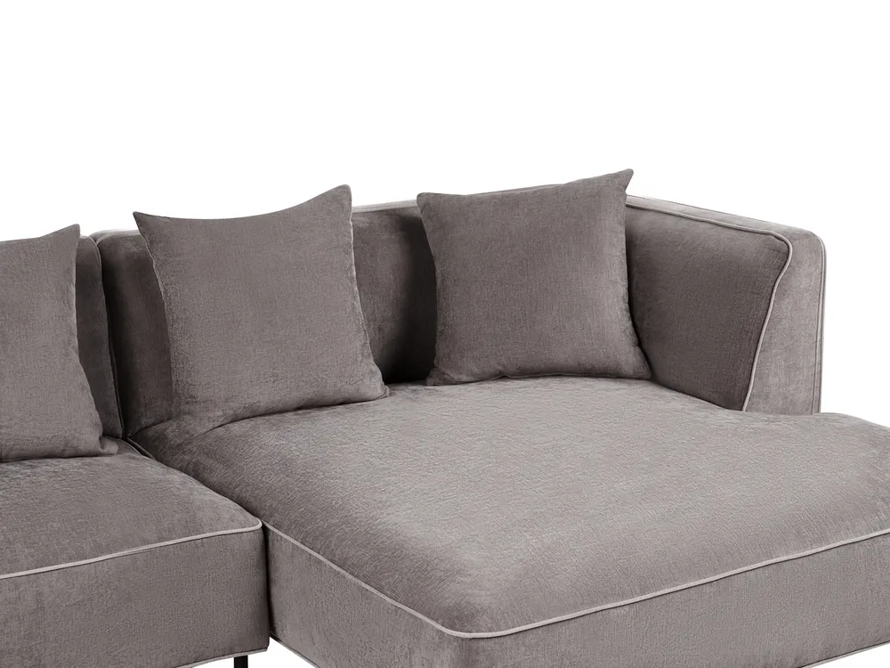 Ecksofa 3-Sitzer SATER Chenillegewebe Taupe linksseitig_1019407