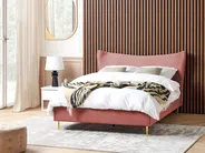 Bett mit Lattenrost Samtstoff CHALEIX 140 x 200 cm Pfirsichrosa_844518