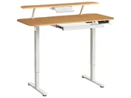Schreibtisch elektrisch höhenverstellbar WILBANKS 120 cm 60 cm mit USB-Anschluss Hellbraun / Weiß_1031198
