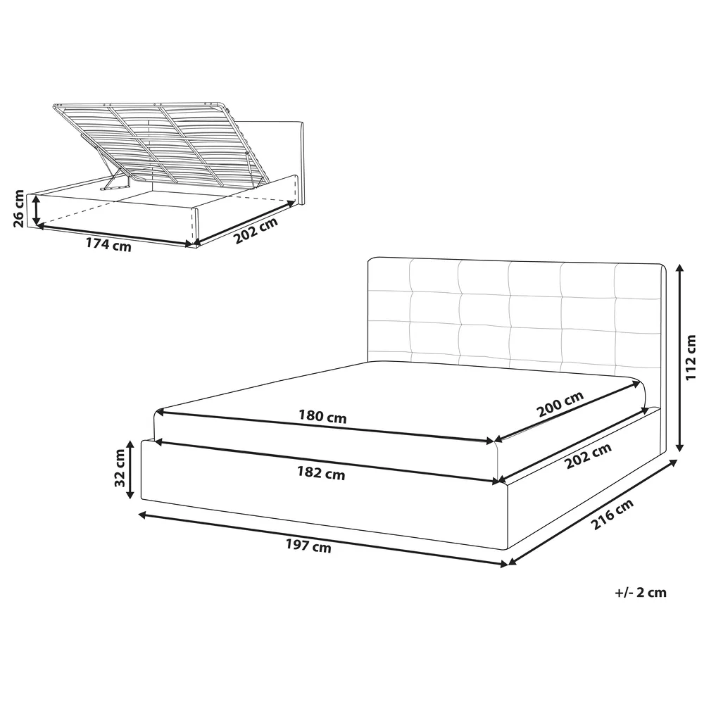 Ottoman Bed LORIENT Boucle Beige 180 x 200 cm (EU Super King)_1040273