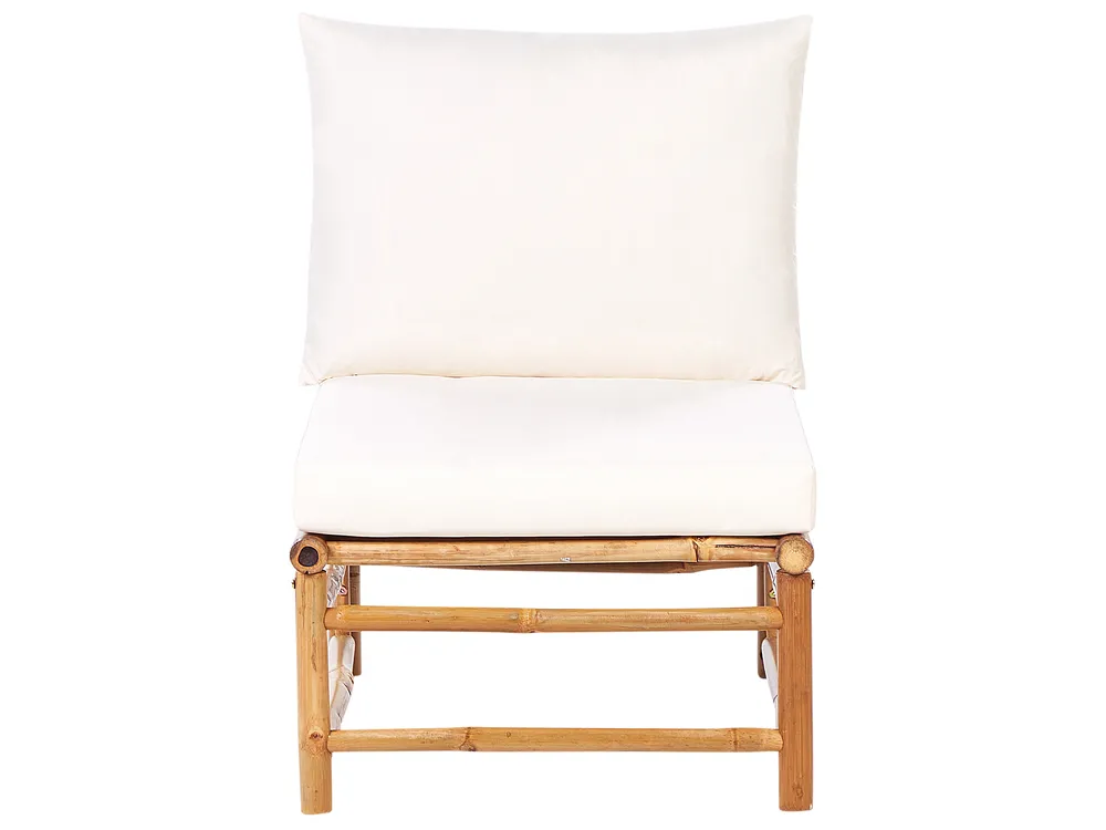 Garten Ecksofa mit Tisch 5-Sitzer CERRETO Bambus Cremeweiß linksseitig_909539
