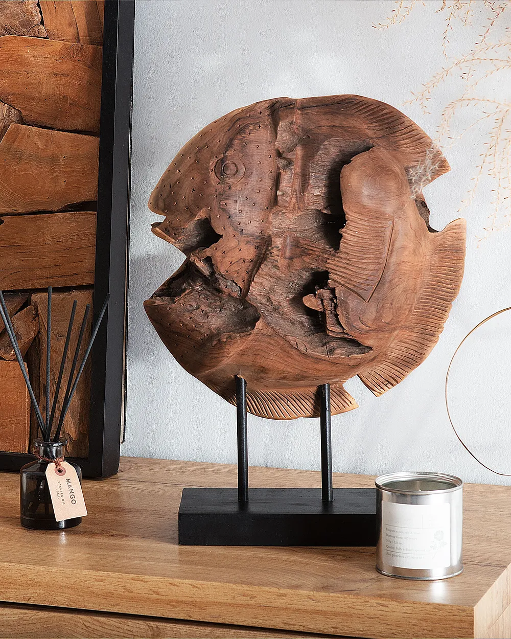 Figuur Vis PLAICE FISH Teakhout Bruin
