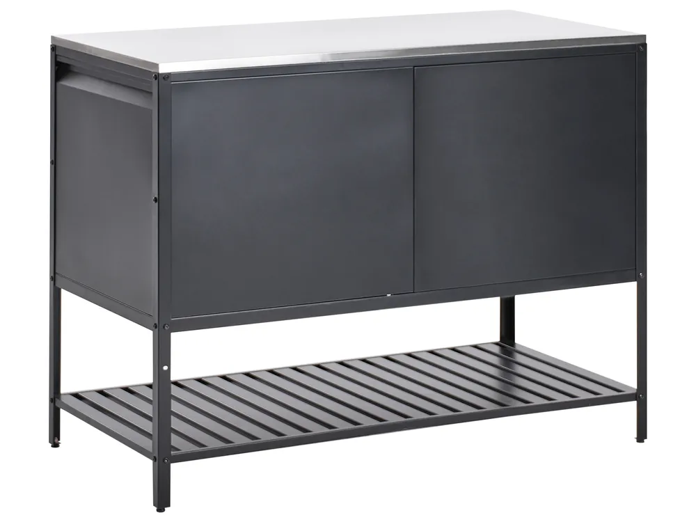 Outdoor-Küche 2er Set mit Spüle MAENZA Schwarz Metall_981475
