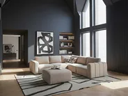 Modul Ecksofa 5-Sitzer KIVVIK mit Ottomane Bouclé Beige linksseitig_1045820
