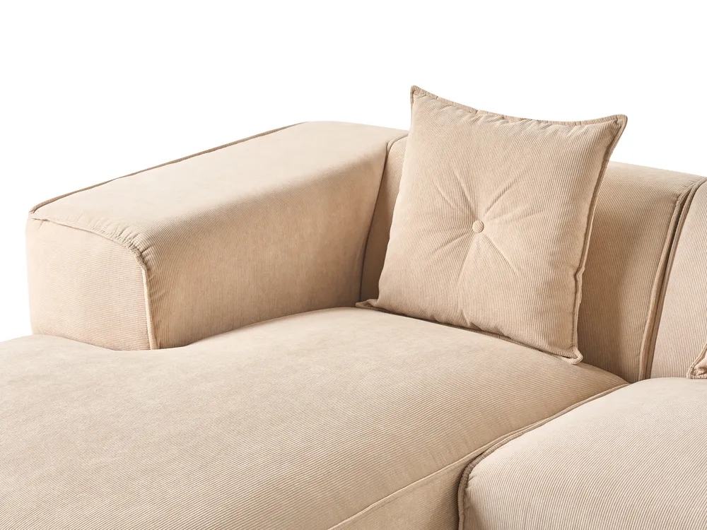 Corner Sofa 3 Seater DOLVA Corduroy Beige Right Hand_984473
