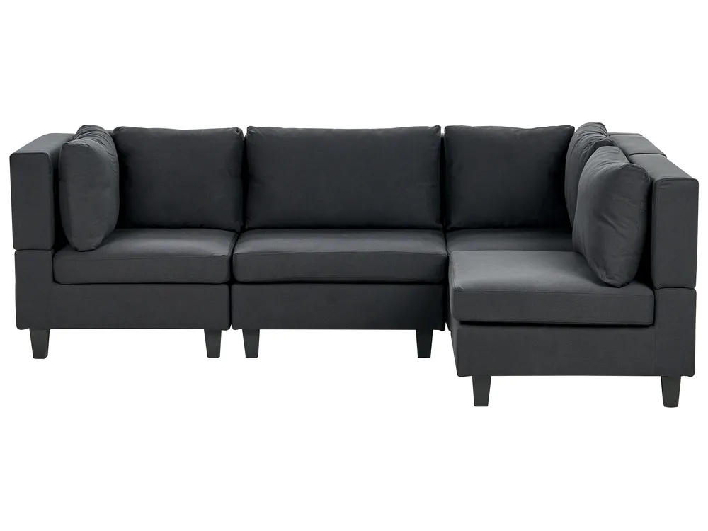Modular Corner Sofa 4 Seater UNSTAD Fabric Black Left Hand