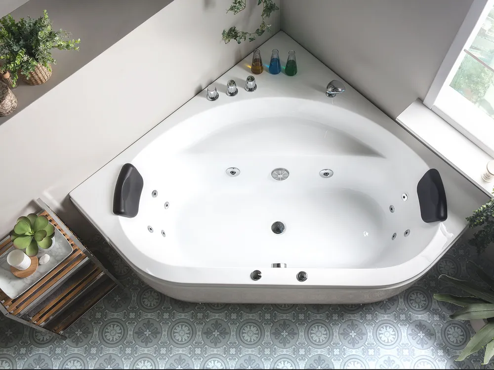 Corner Hot Tub with LED MEVES 1400 x 1400 mm White_870351