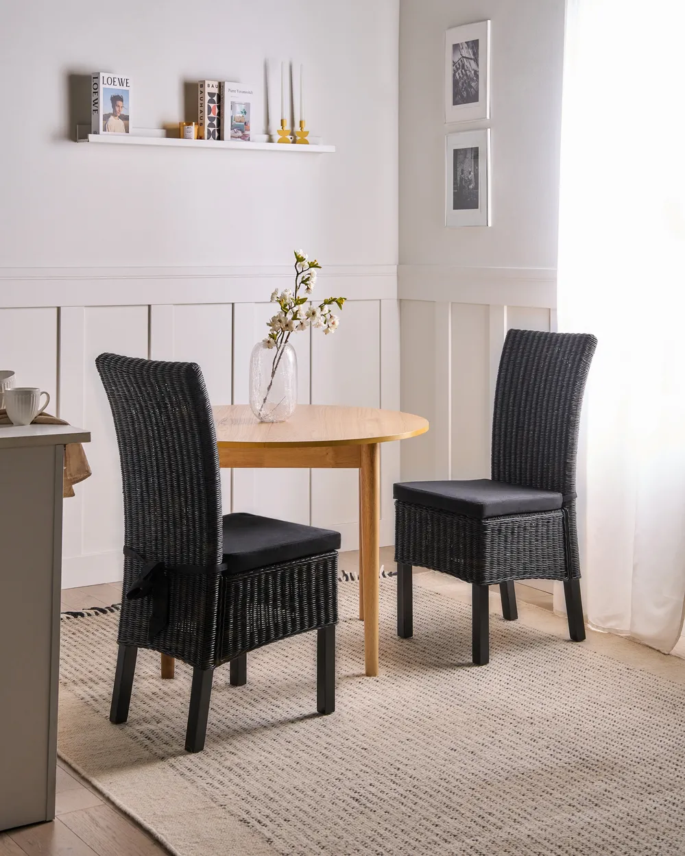 Esszimmerstuhl 2er Set ANDES Rattan Schwarz