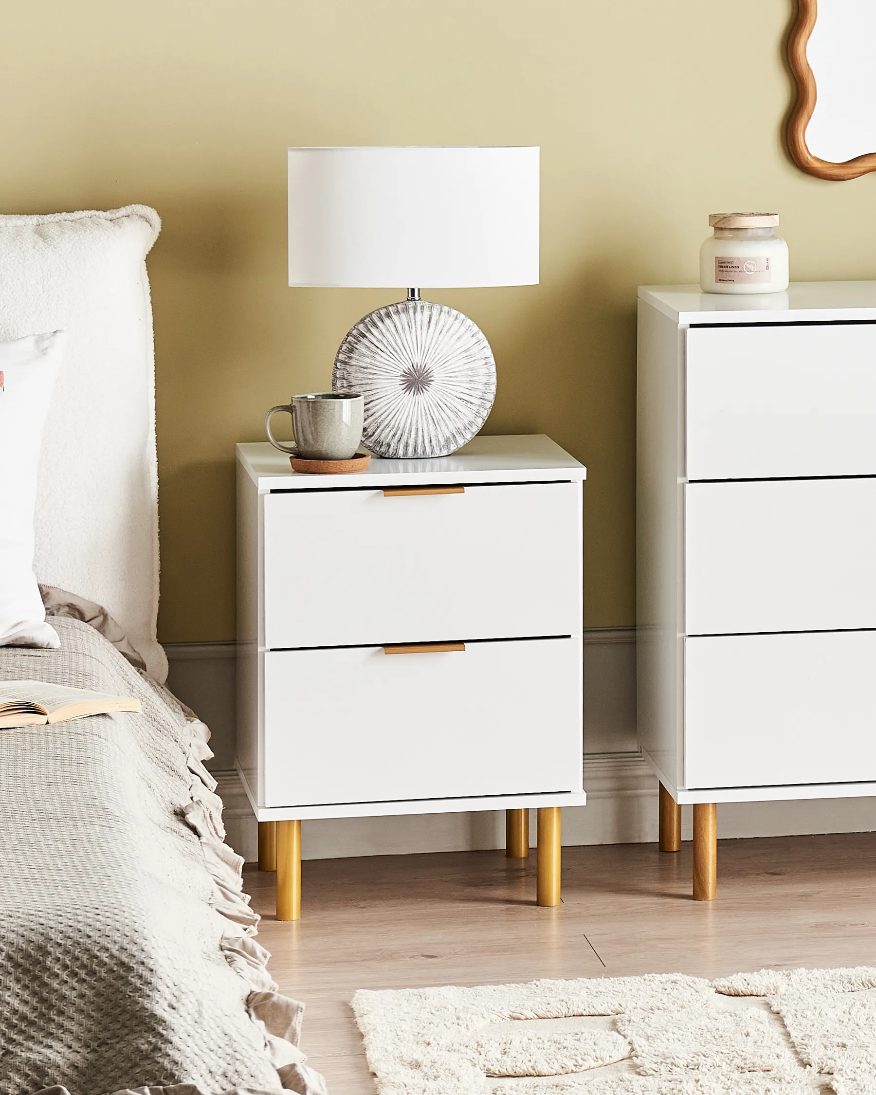 2 Drawer Bedside Table WALPOLE White_949696