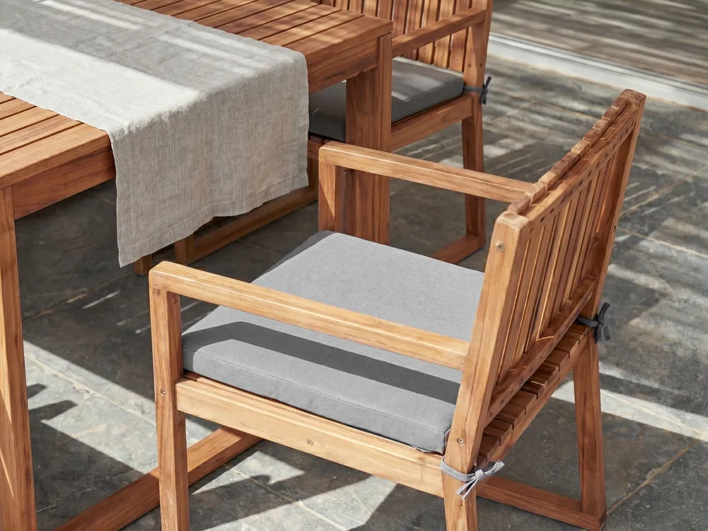 Gartenstuhlkissen 8er Set SASSARI PREMIUM 46 x 46 cm Hellgrau