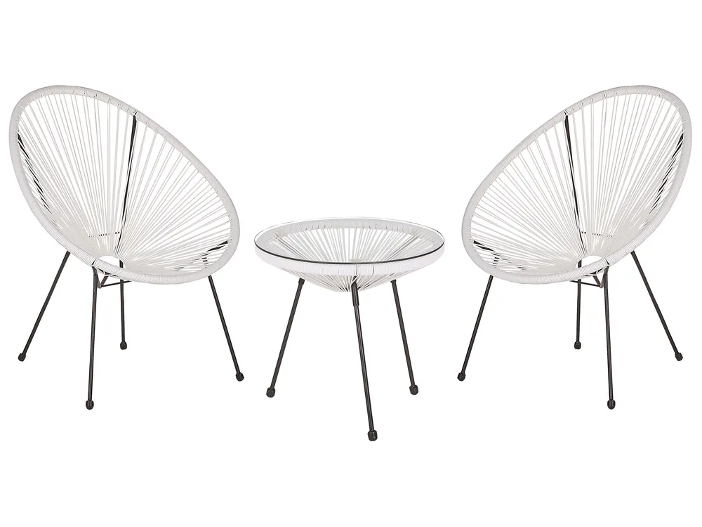 Bistro Set ACAPULCO II Polyrattan Weiß