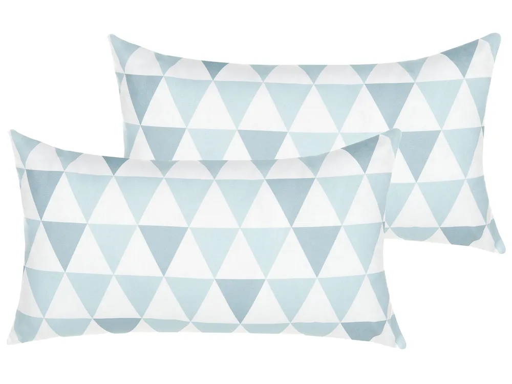 Gartenkissen 2er Set TRIFOS Geometrisches Muster 40 x 70 cm Blau