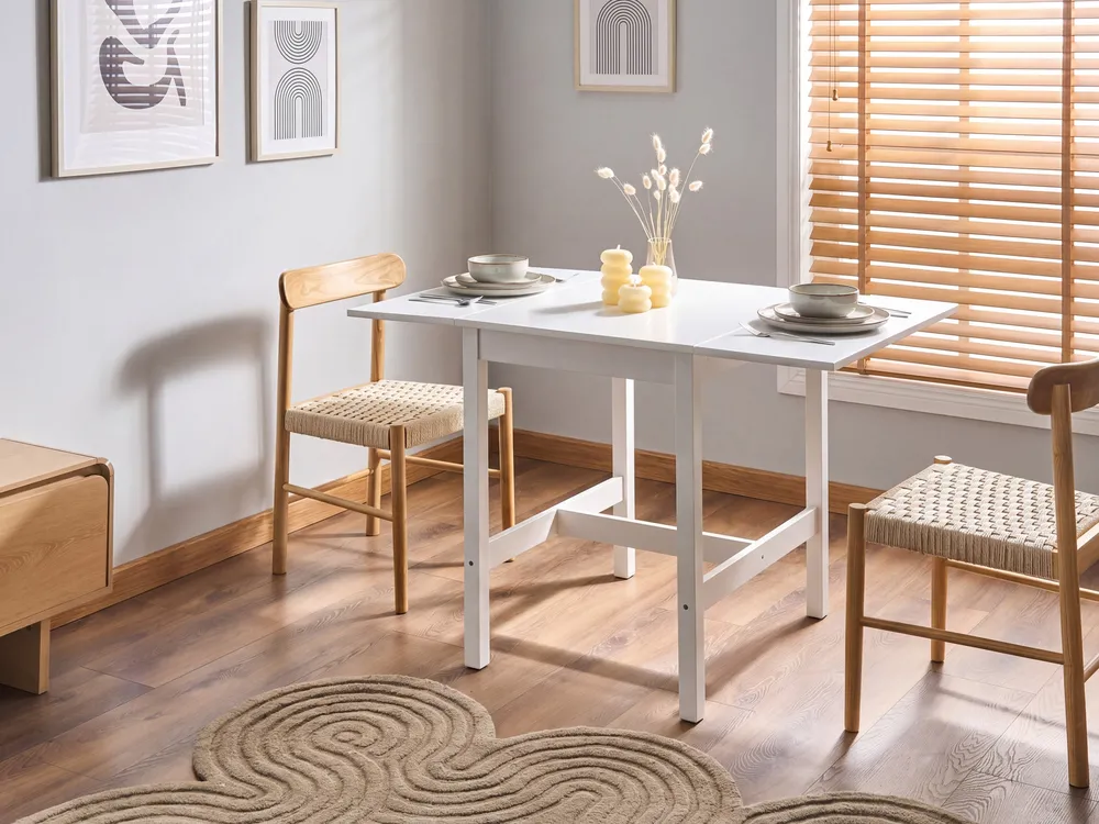 Extending Dining Table VERA White 60/120 cm 74 cm Pine Wood