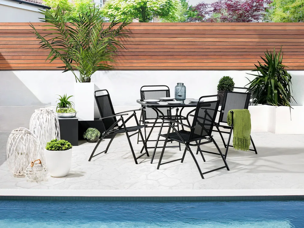 Outdoor Bistrotisch LIVO 80 cm 80 cm Glas Schwarz_826866