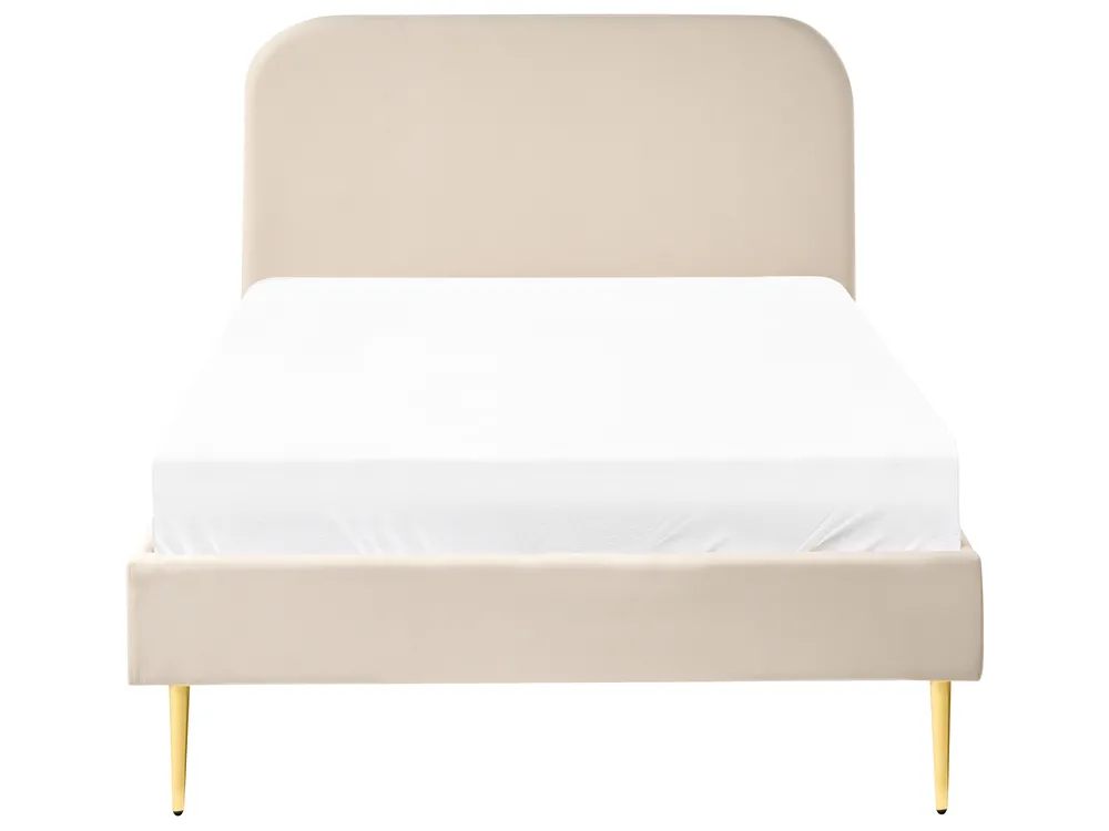 Bed Velvet FLAYAT 120 x 200 cm (EU Small Double) Light Beige_1024359