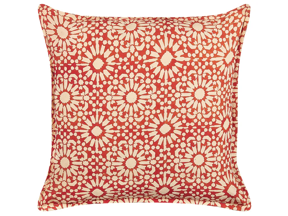 Prydnadskudde CEIBA Bomull 45 x 45 cm Röd Geometriskt tryck | Beliani.se