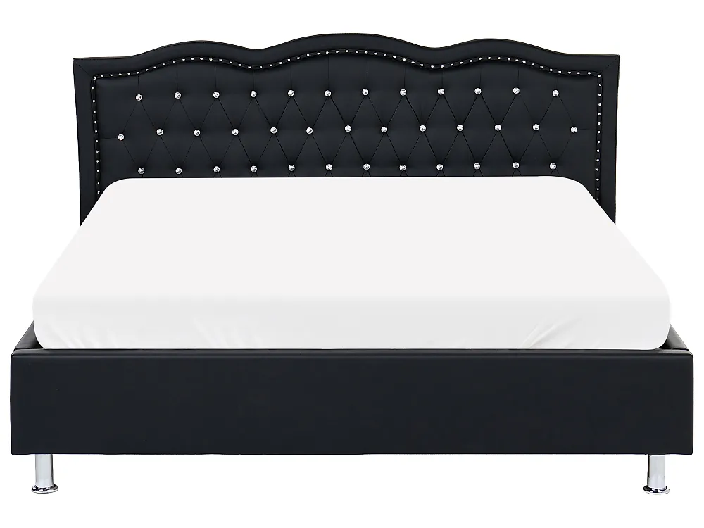 Bett mit Lattenrost Kunstleder METZ 160 x 200 cm Schwarz_1173784