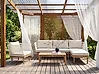 Lounge Set mit Tisch 4-Sitzer CREMONA Akazienholz Weiß linksseitig