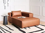 Linksseitige Chaiselongue BRANDE Stoff Goldbraun_1185503