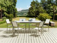 Gartentisch COSOLETO 180 cm 90 cm Glas Marmor Optik Weiß_881936