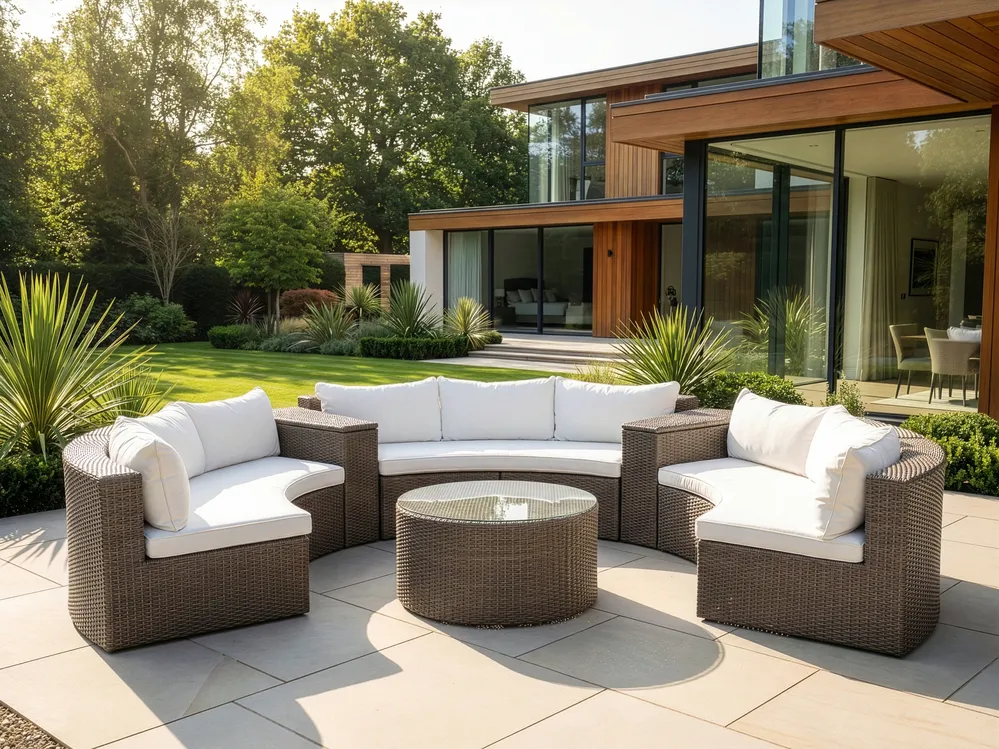 Lounge Set mit Tisch 9-Sitzer SEVERO Polyrattan Braun