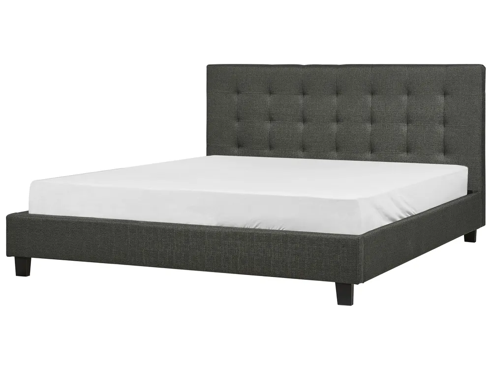 Bett mit Lattenrost Stoff LA ROCHELLE 180 x 200 cm Dunkelgrau