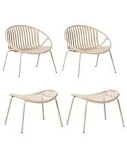Gartenstuhl 2er Set CASPERIA mit Fußstütze Hellbeige_1032435
