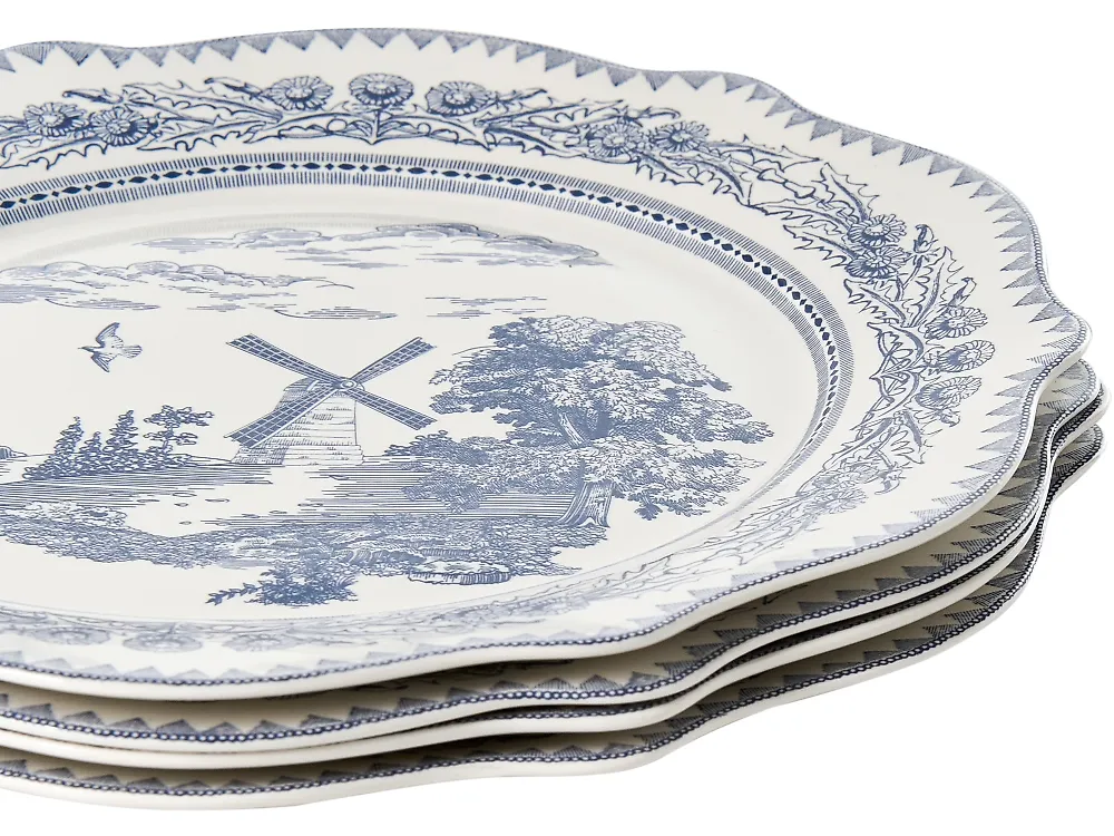 20-Piece Dinnerware Set BAY LEAF Porcelain White/Blue_1191744