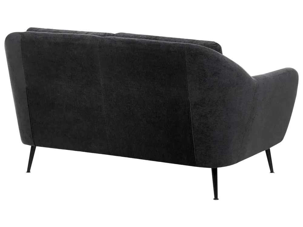 Sofa 2-Sitzer EIBY Chenillegewebe Schwarz_1004383