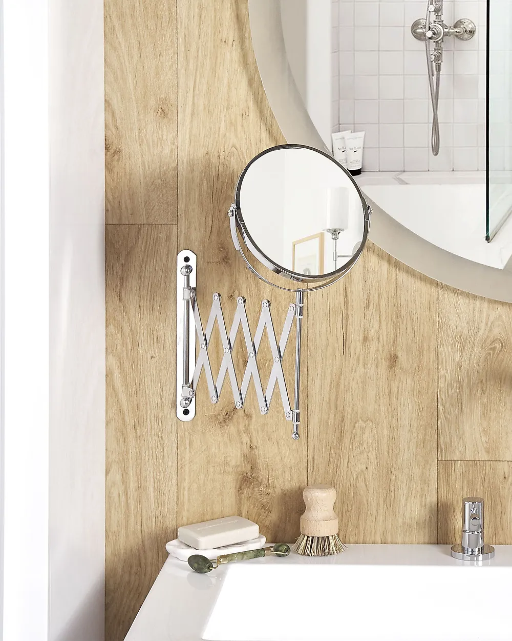 Ausziehbarer Wand-Schminkspiegel YVELINES 57 cm 36 cm Metall Silber_1187363