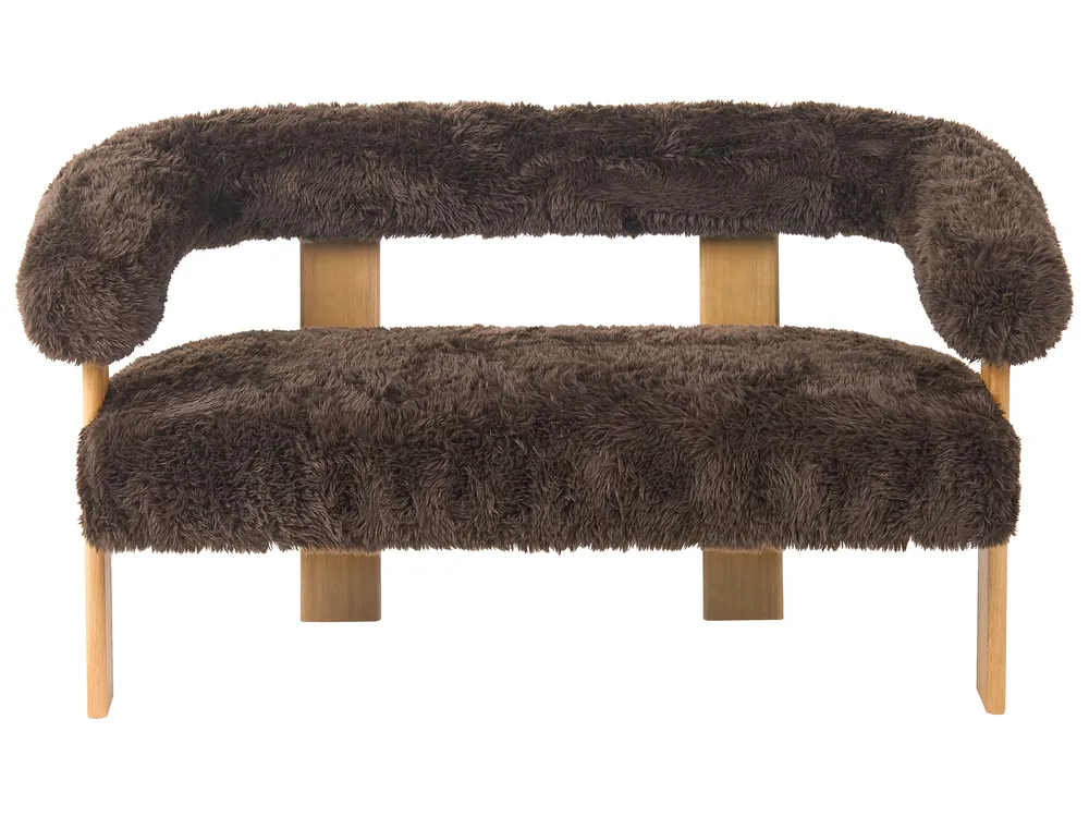 Sofa 2 Seater ILBRO Faux Fur Dark Brown/ Light Brown_1057580