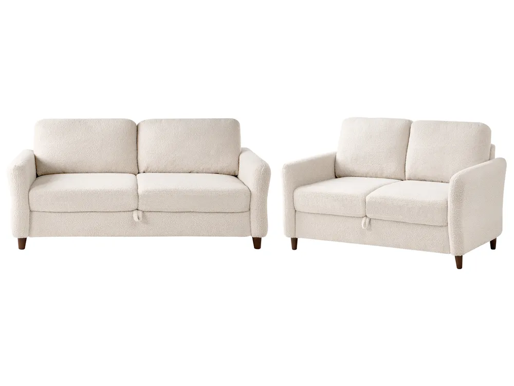 Living Room Set 5 Seater MARE Boucle Beige_1028895