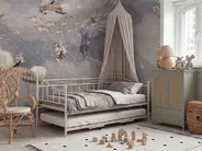Tagesbett Metall LOUANNEC 90 x 200 cm ausziehbar Beige_1118315