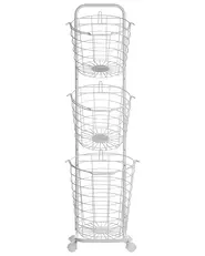 Basket Stand AYAPAL with Wheels Metal White_785666