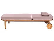 Sonnenliege mit Kissen LATERZA  mit Relaxfunktion zertifiziertes Akazienholz Taupe_1165875
