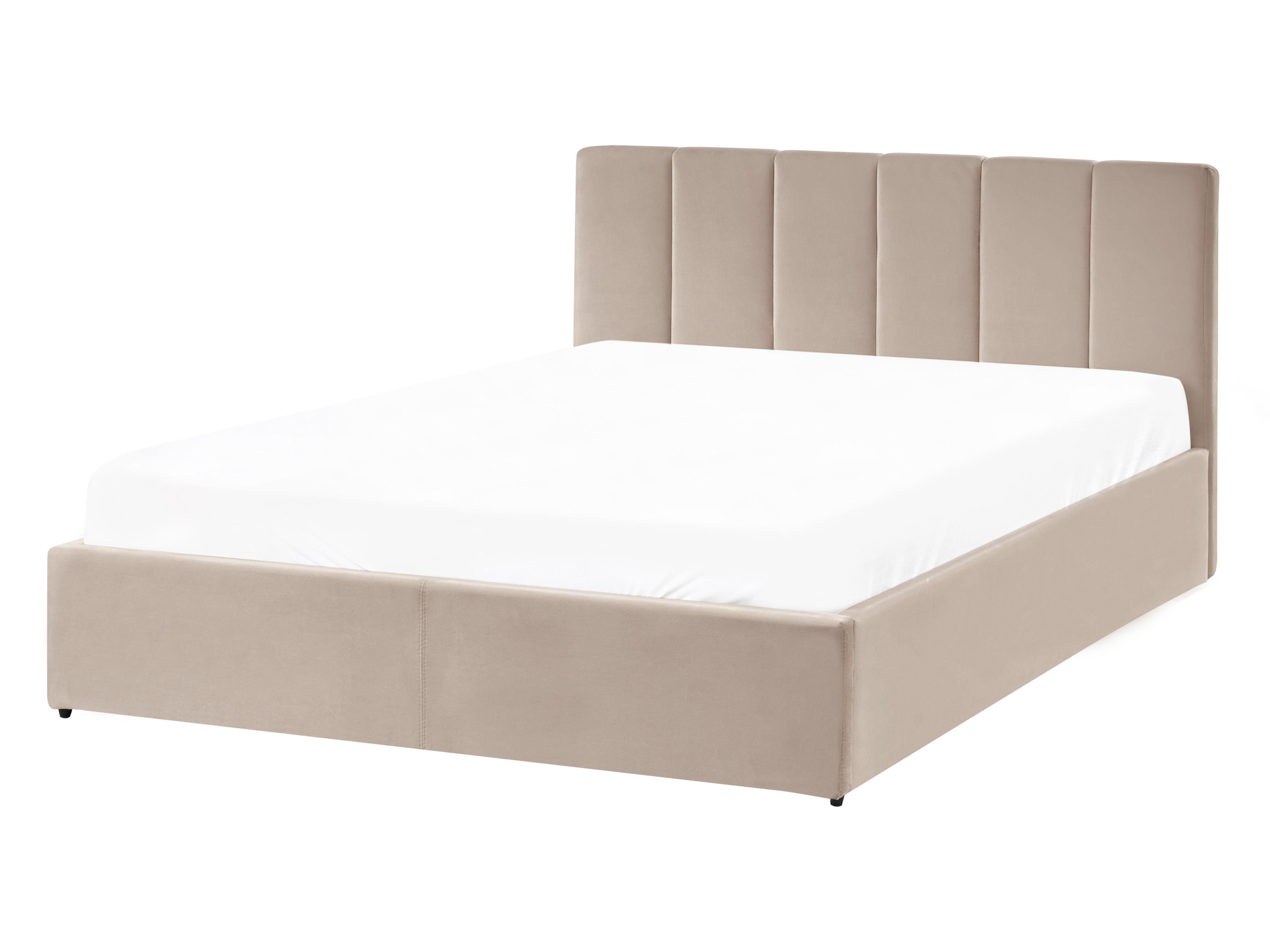Lit ottoman DREUX Velours Taupe 140 x 200 cm_1012294