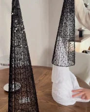 Weihnachtsdekoration 3er Set LED VEJLESO 40/60/80 cm Weihnachtsbaum Schwarz_1172832