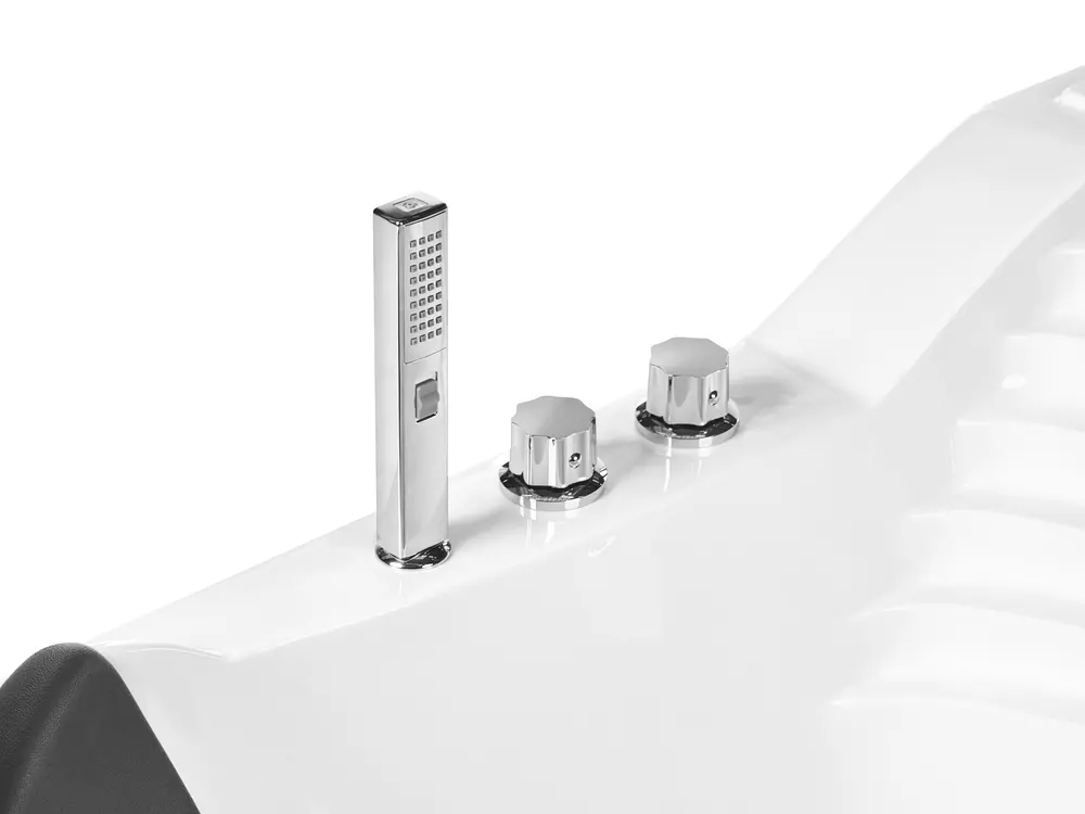Corner Hot Tub with LED MONACO 2100 x 1450 mm with Built-In Bluetooth Speaker White_1068839
