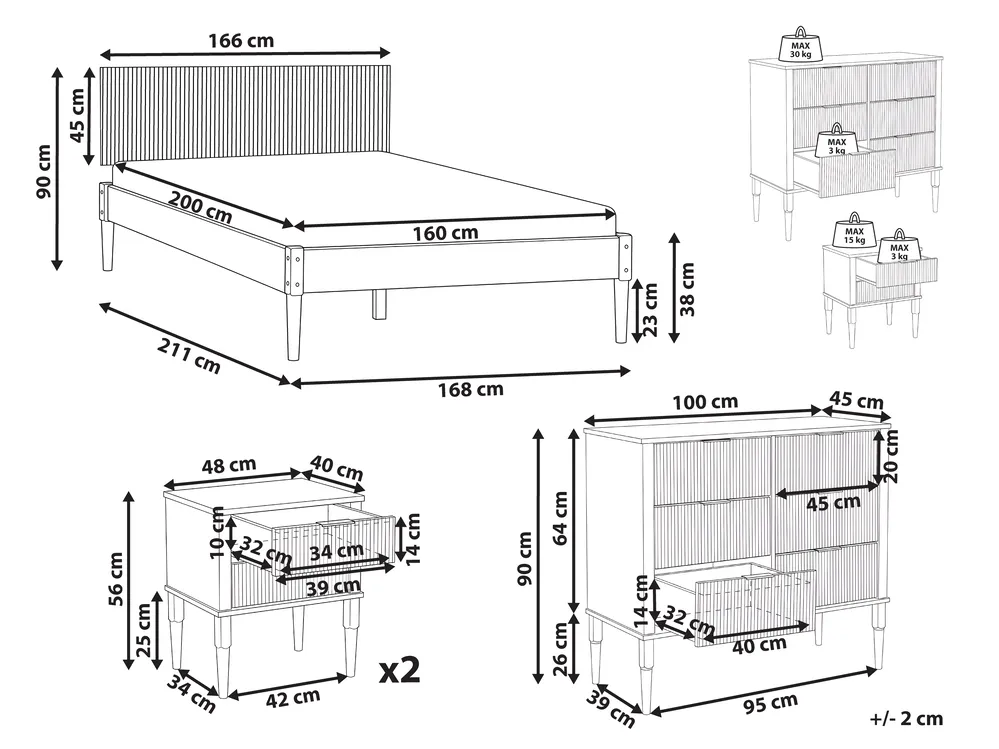 Schlafzimmer Set Kiefernholz AMBAZAC 160 x 200 cm Hellbraun_1118941