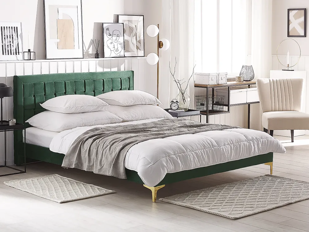 Bed Velvet LIMOUX 160 x 200 cm (EU King Size) Dark Green_1183069