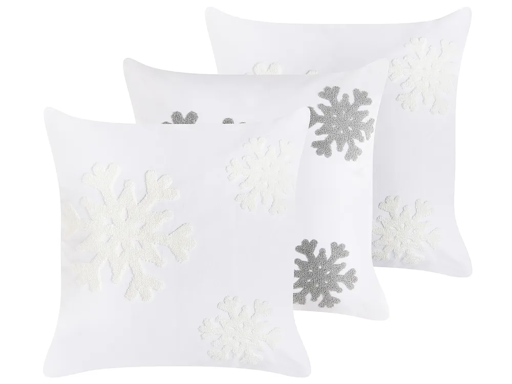 Set of 3 Decorative Cushions NORIN 45 x 45 cm White Christmas Motif