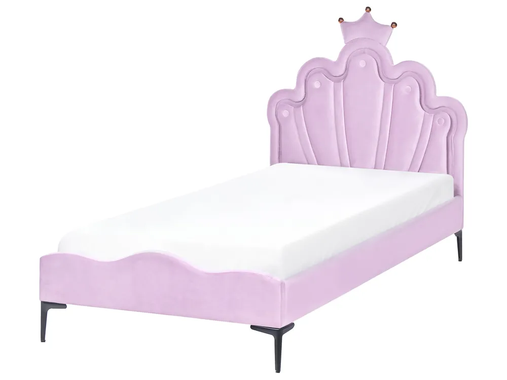 Kinderbett Krone Samtstoff RUBIAN 90 x 200 cm mit LED-Beleuchtung Violett