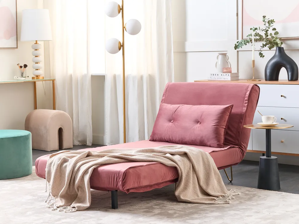 1-Sitzer Schlafsofa VESTFOLD Samtstoff Rosa_850940