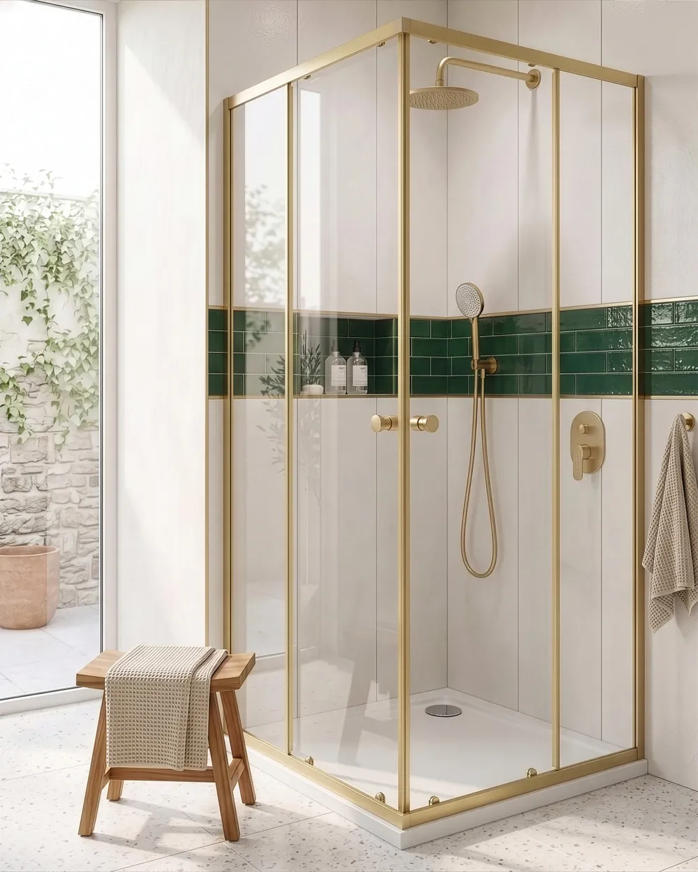 Duschkabine HUAPI 90 x 90 x 190 cm Gold